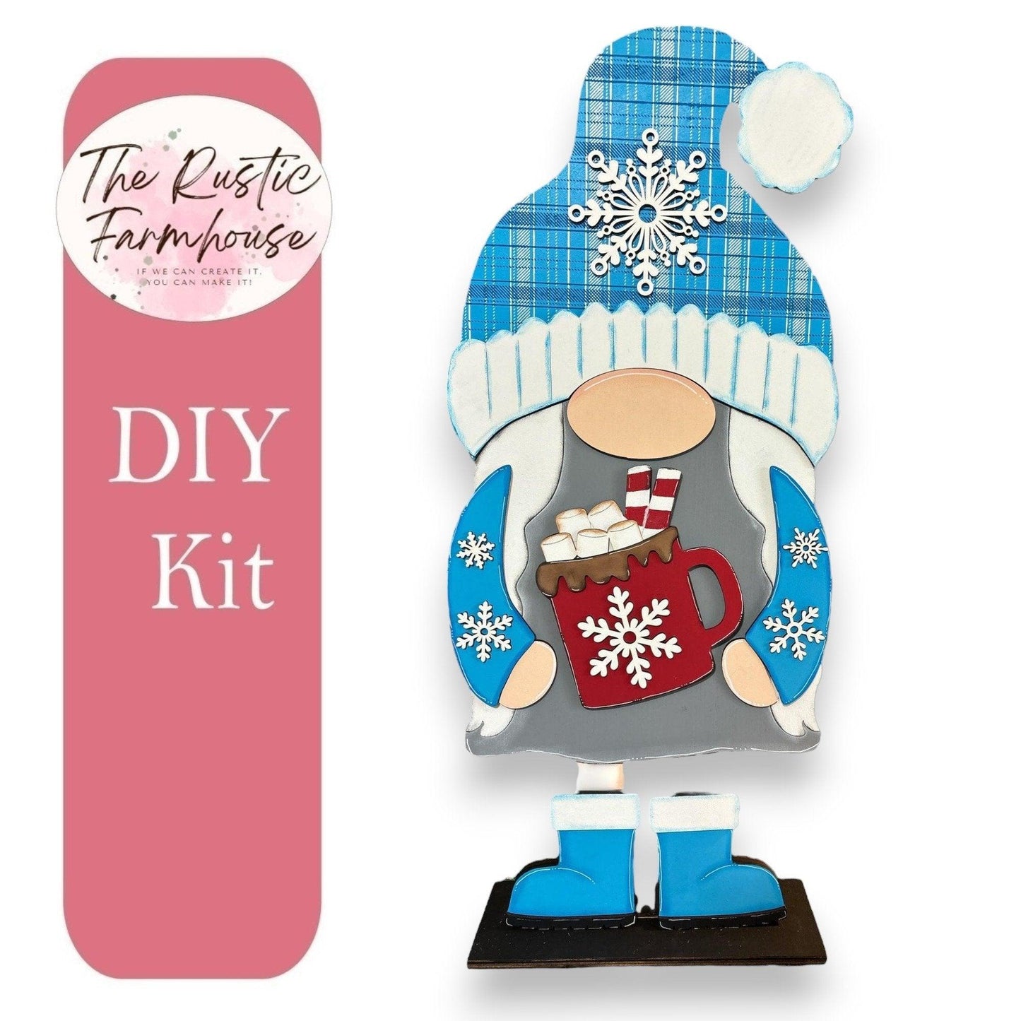 Interchangeable Winter Gnome Add Ons for our Tall Porch Gnome- Hot Chocolate - RusticFarmhouseDecor