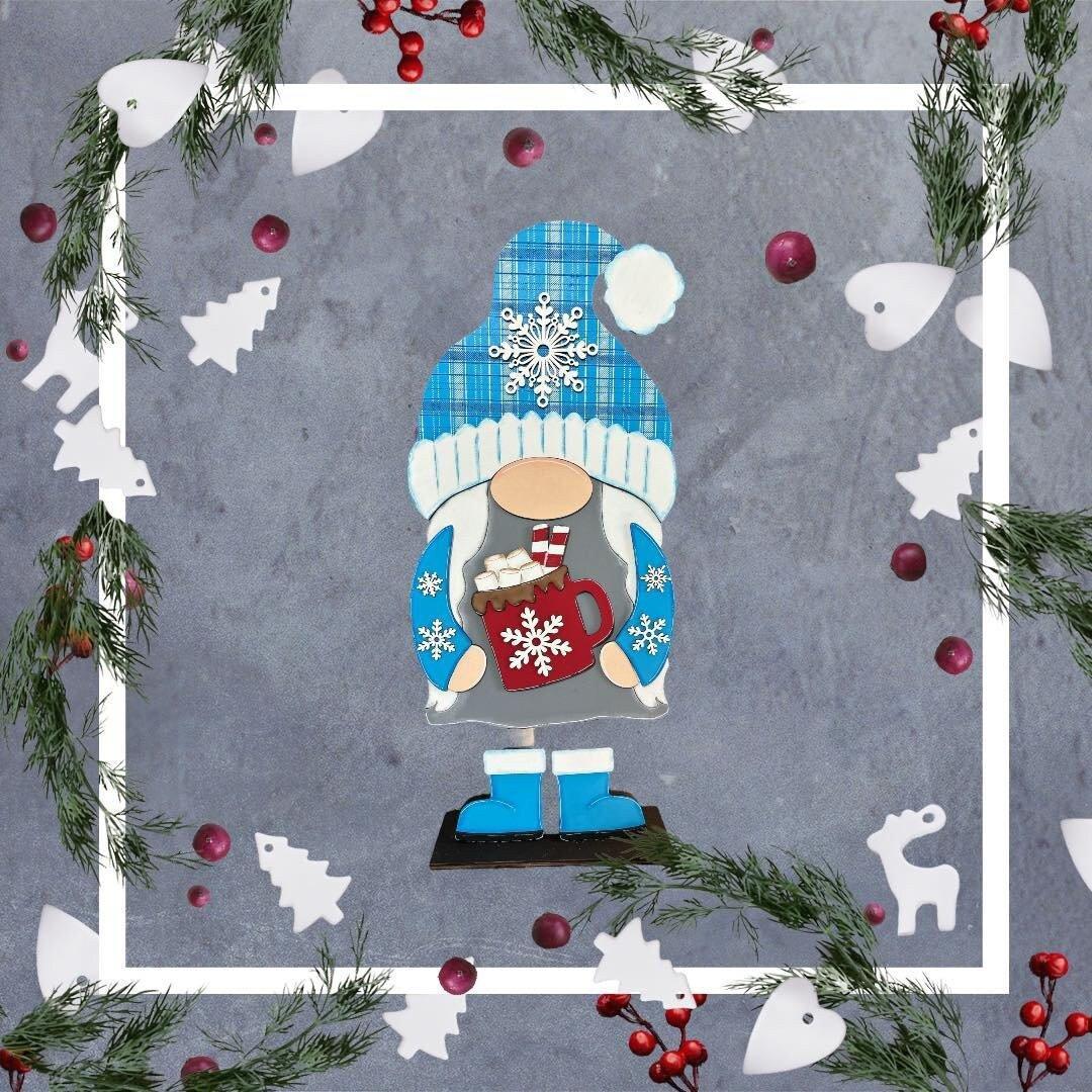 Interchangeable Winter Gnome Add Ons for our Tall Porch Gnome- Hot Chocolate - RusticFarmhouseDecor