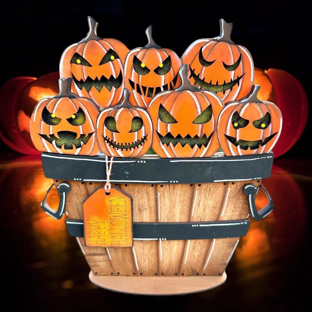 Jack-O-Lanterns Interchangeable Basket Decor - Wood Blanks for Painting - Inserts for Baskets - RusticFarmhouseDecor