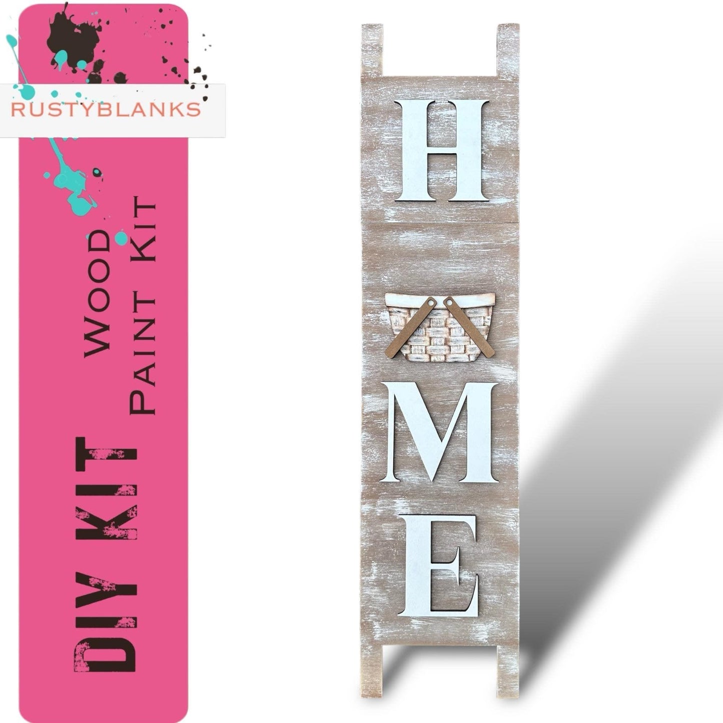 Leaning Ladder with interchangeable basket for inserts - RusticFarmhouseDecor