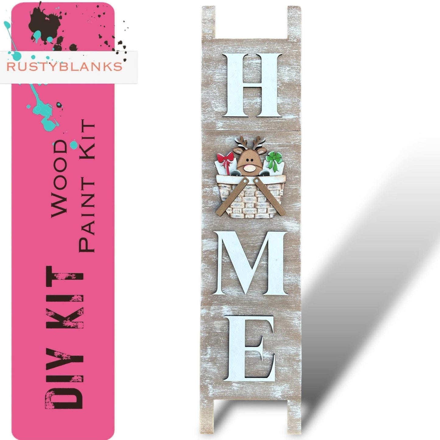 Leaning Ladder with interchangeable basket for inserts - RusticFarmhouseDecor