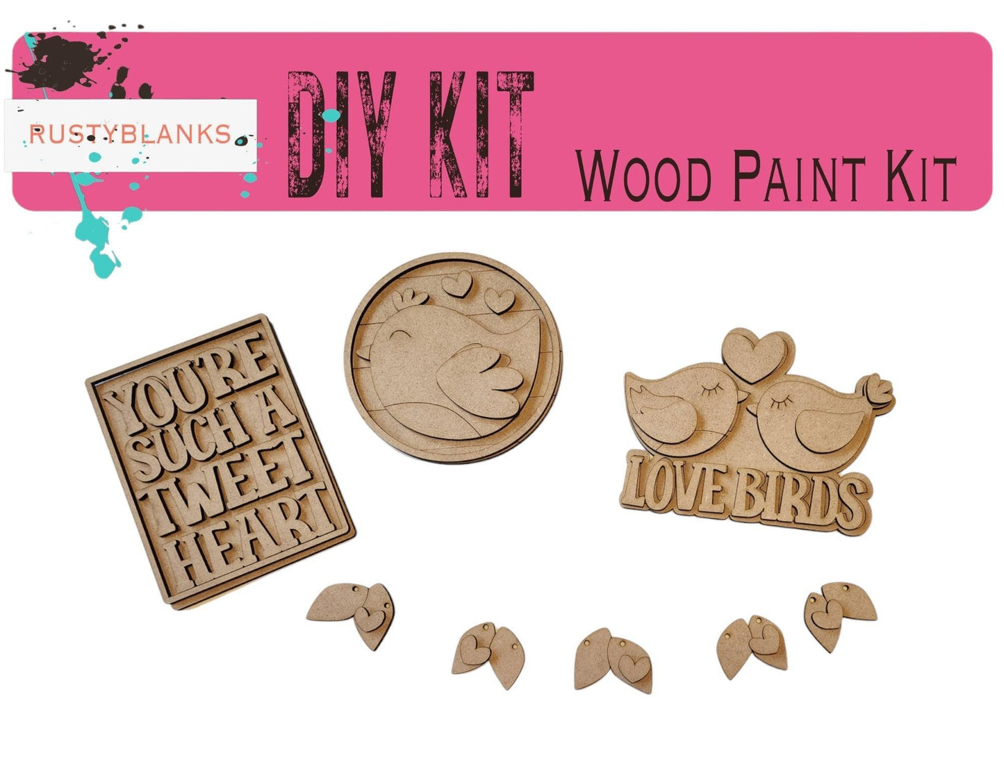 Love Birds Valentines Tiered Tray Set , DIY Tiered Tray, Shelf Sitter - RusticFarmhouseDecor