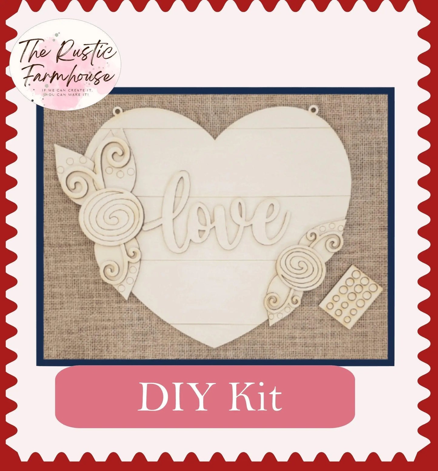 Love Heart Valentines Door Hanger DIY with roses - RusticFarmhouseDecor