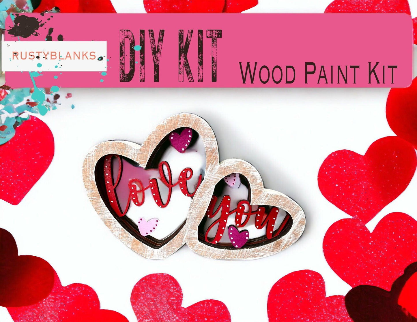 Love You Chunky Valentine's Shelf Sitter, Tiered Tray Decor - RusticFarmhouseDecor