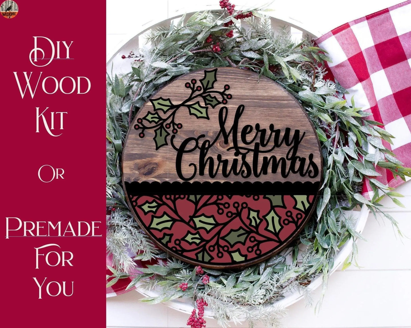 Merry Christmas Door Hanger - RusticFarmhouseDecor