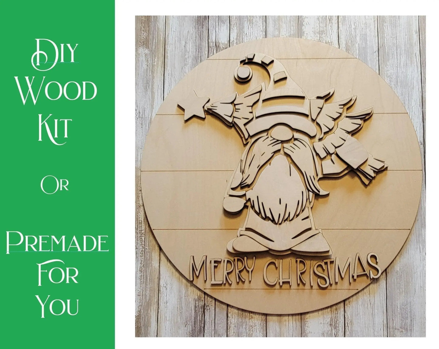 Merry Christmas Gnome and Tree Door Hanger - RusticFarmhouseDecor