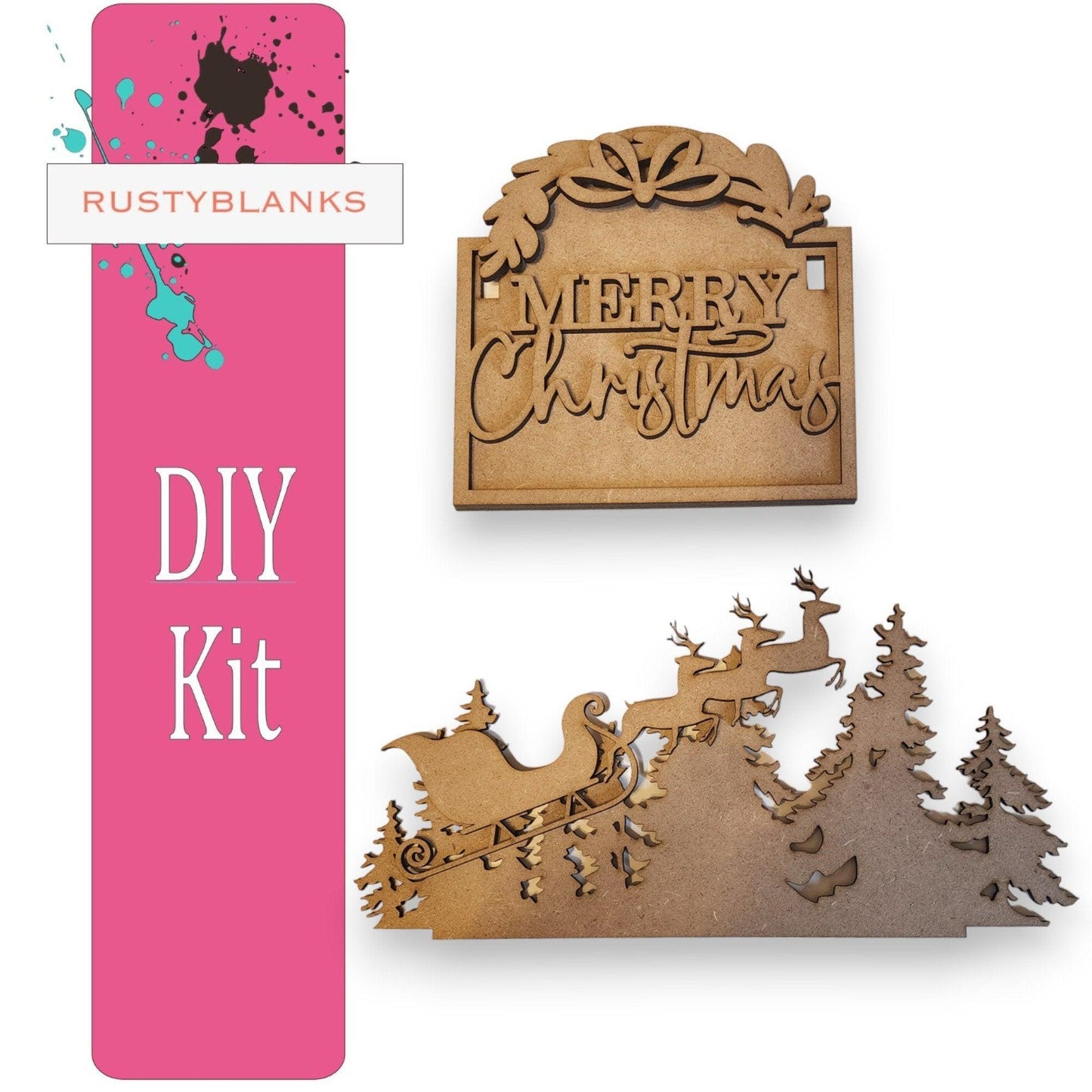 Merry Christmas Interchangeable Sign and Insert for Mini Post - RusticFarmhouseDecor
