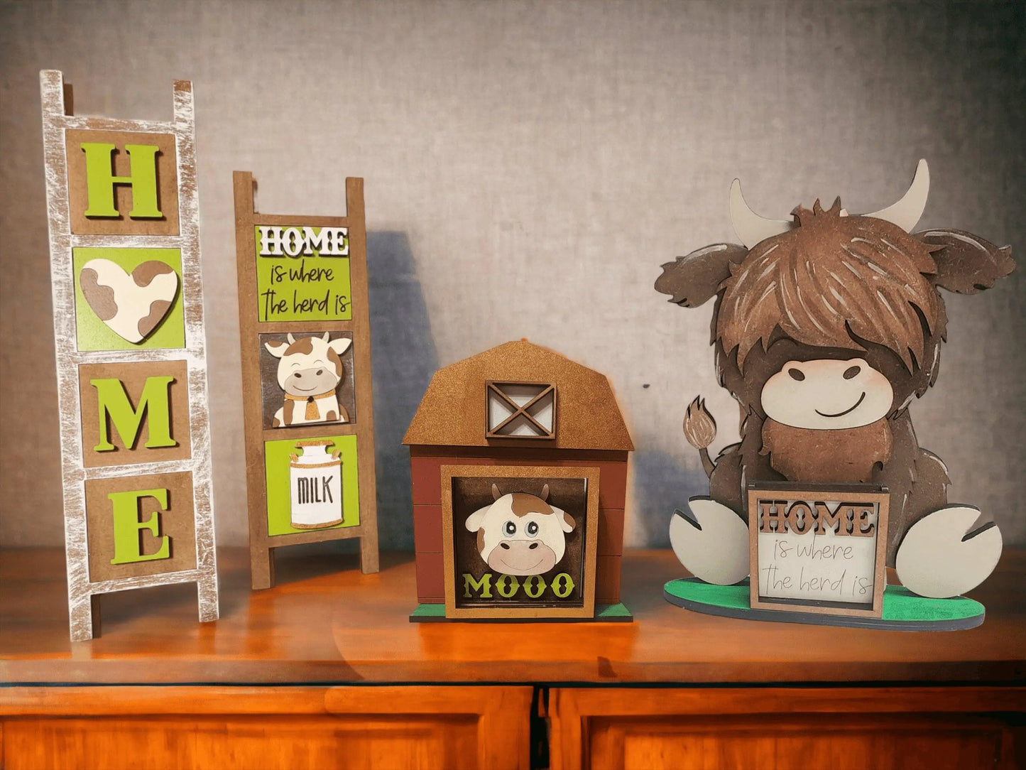 MINI Standing Highland Cow Interchangeable Tile Holder - RusticFarmhouseDecor