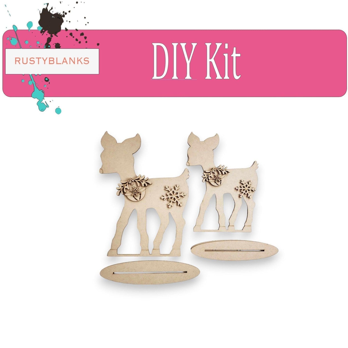 Mistletoe Collection Christmas Deer DIY Craft, Christmas DIY Decor, Deer Shelf Sitters, Christmas Craft - RusticFarmhouseDecor