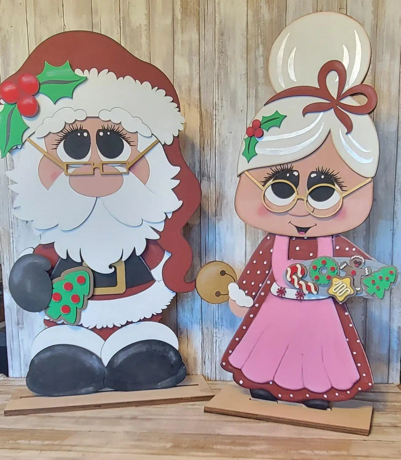 Mr & Mrs Claus Standing Greeters, Christmas Porch Decor, Santa Claus, Christmas Home decor - RusticFarmhouseDecor