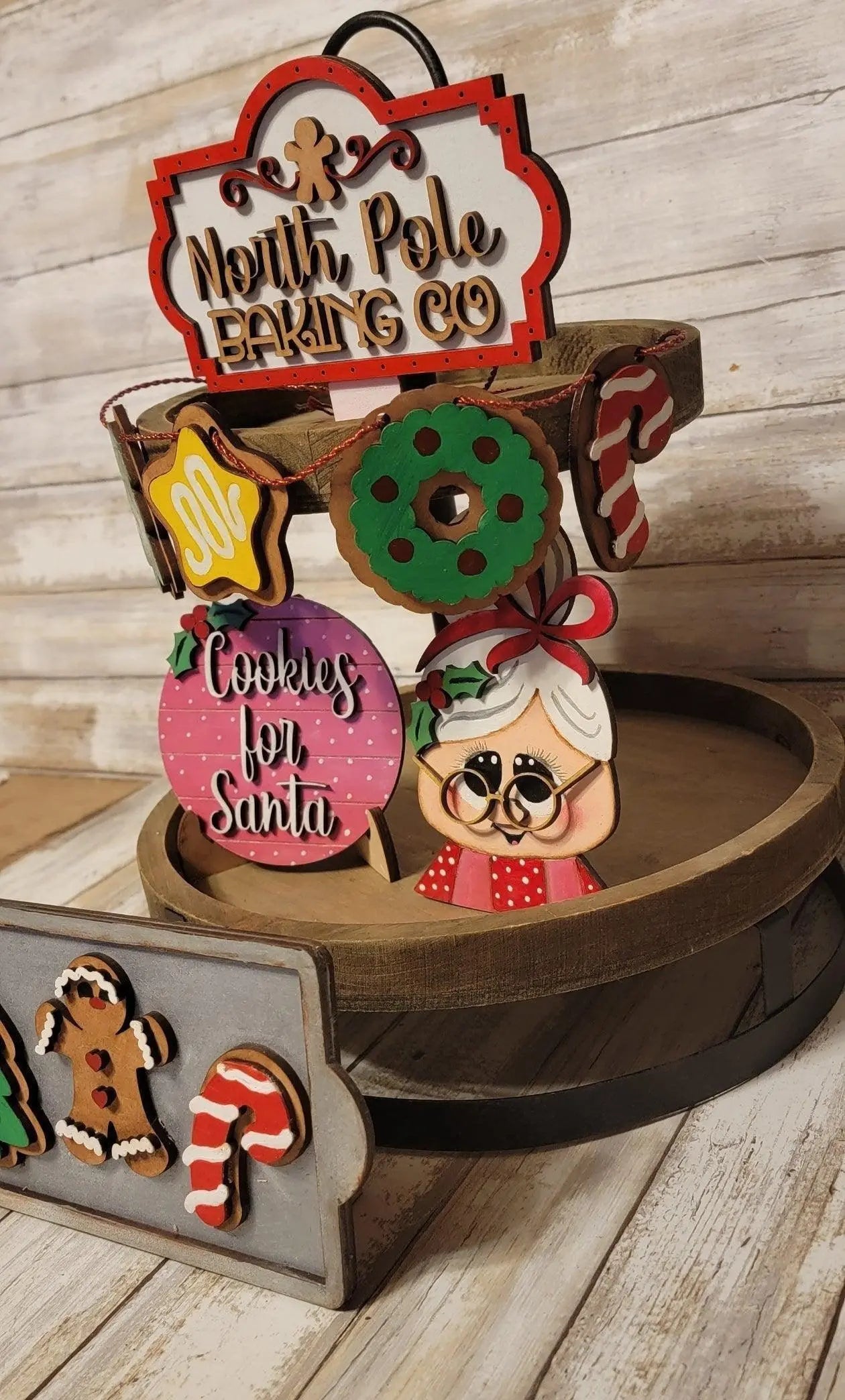 Mrs. Claus North Pole Bakery Tiered Tray Set - RusticFarmhouseDecor