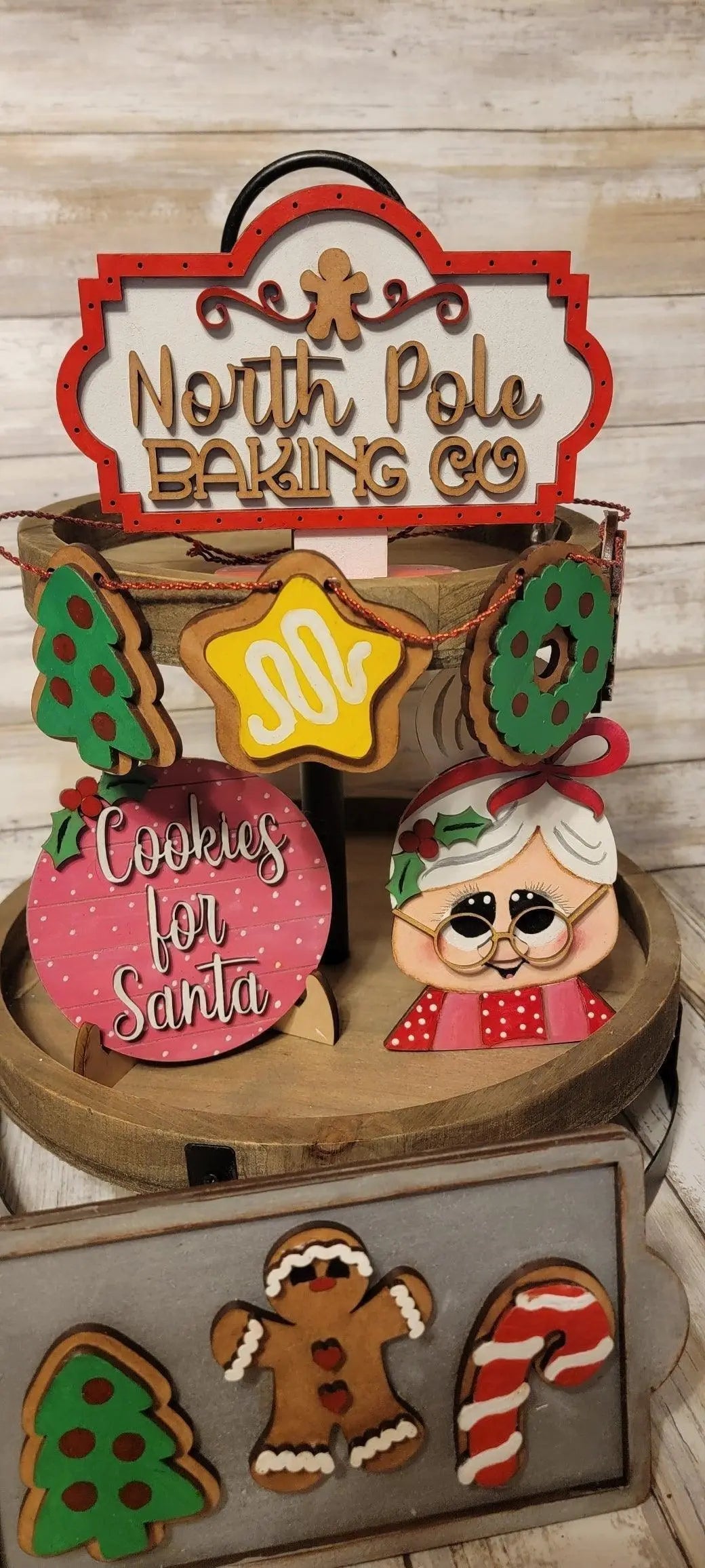 Mrs. Claus North Pole Bakery Tiered Tray Set - RusticFarmhouseDecor