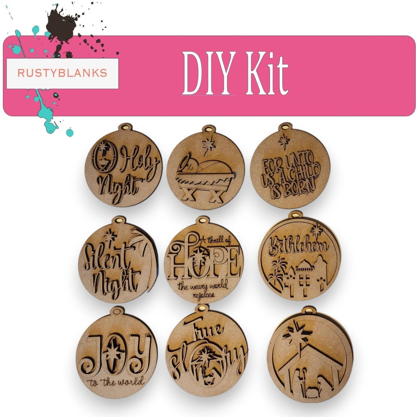 Nativity Christmas Tree Ornament Set - Holiday Decoration - RusticFarmhouseDecor