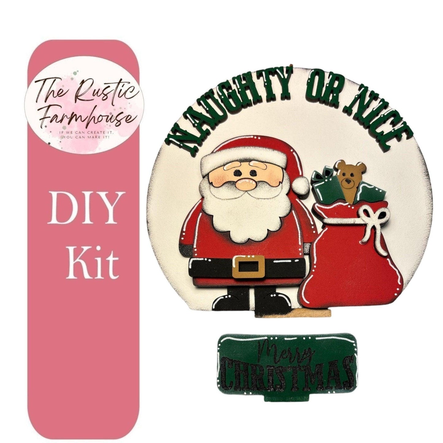 Naughty or Nice Santa insert for Snow Globe DIY Interchangeable Decor Inserts- Wood Paint Kit - RusticFarmhouseDecor