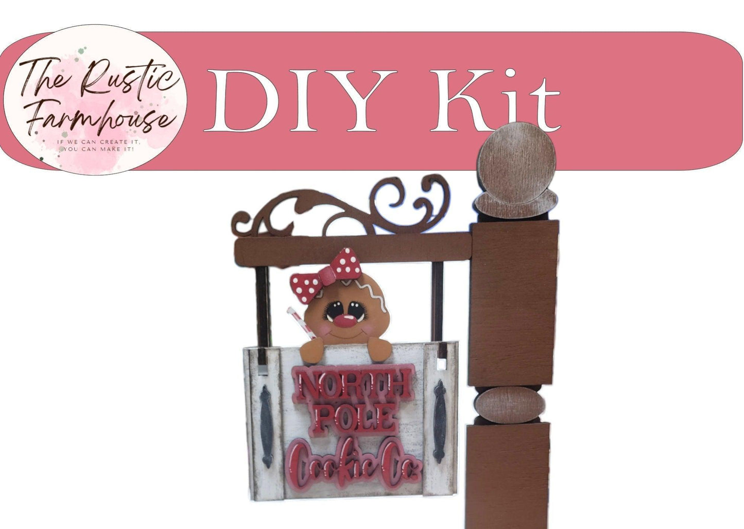 North Pole Cookie Co. Add Ons with Gingerbread for our Large Interchangeable Fence or Large Post - RusticFarmhouseDecor