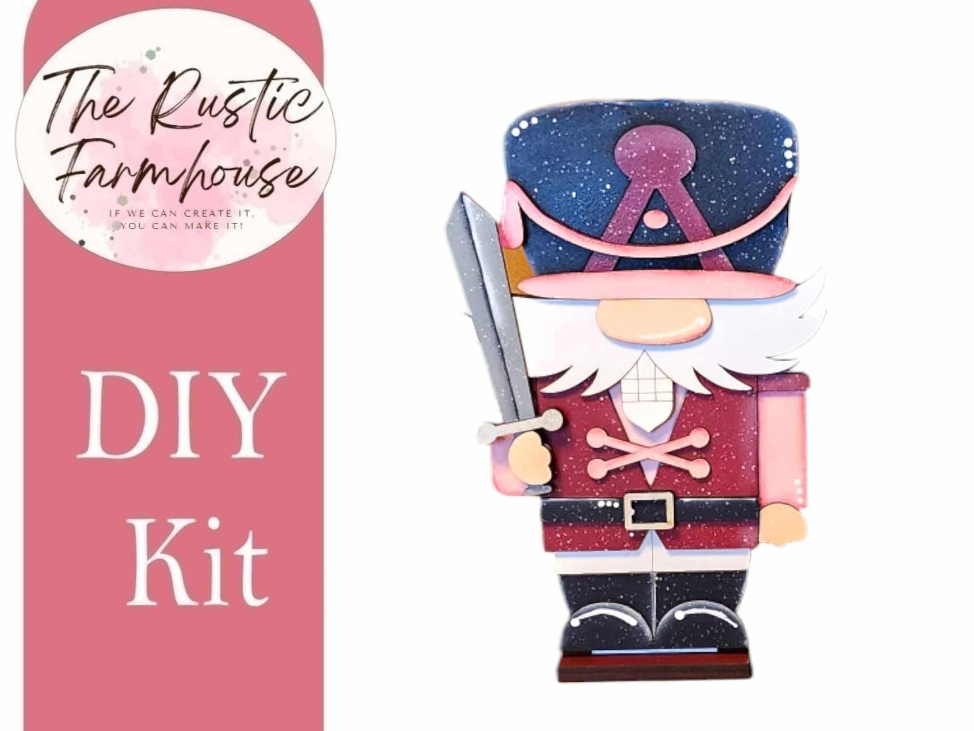 Nutcracker Gnome with Sword and Hat DIY Shelf Siitter - RusticFarmhouseDecor