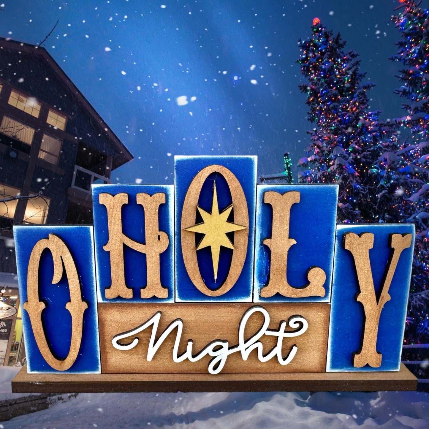 Oh Holy Night Word Block Shelf Sitter , DIY Holiday Decor - RusticFarmhouseDecor