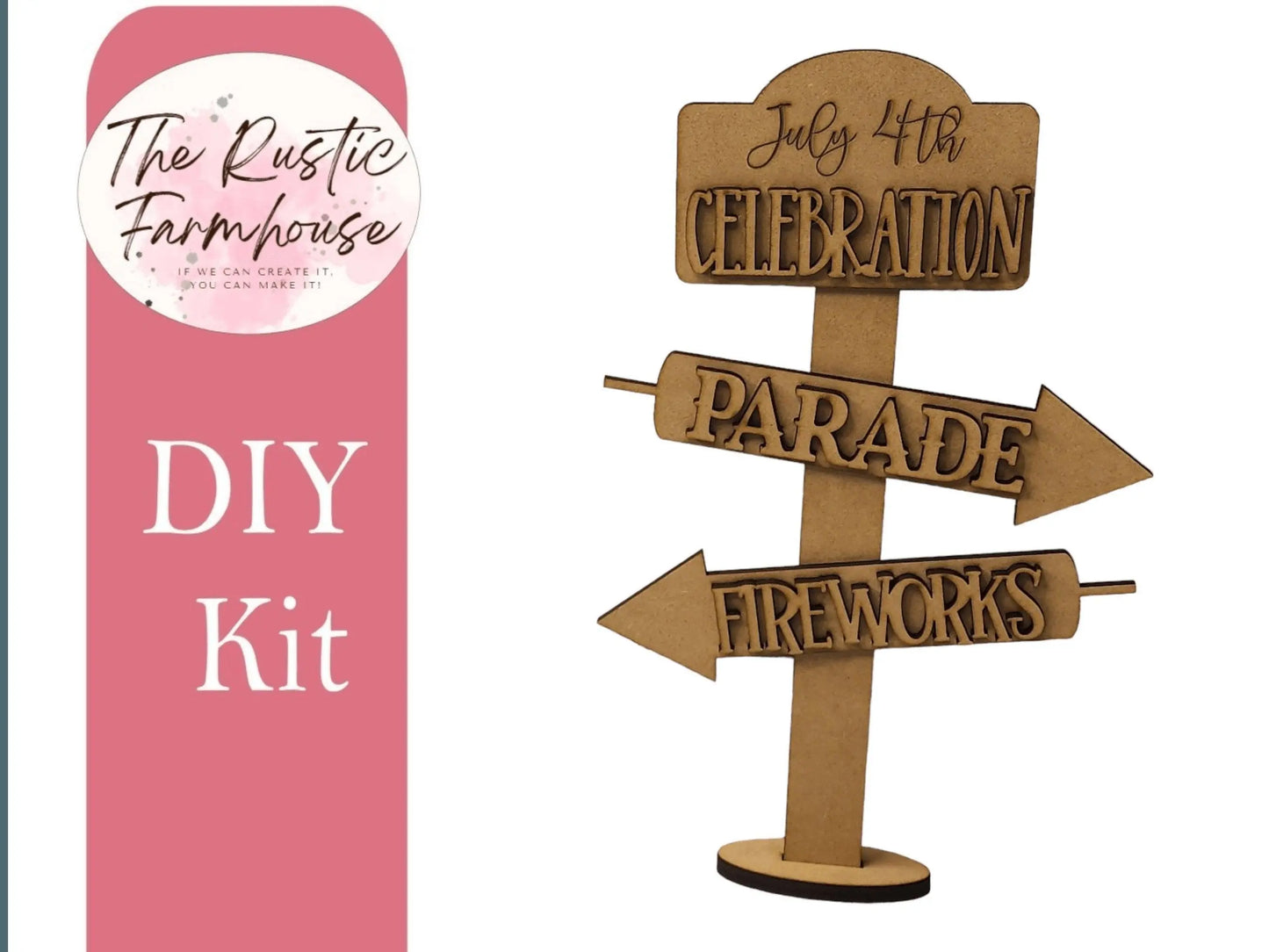 Patriotic Sign Decor, Unfinished DIY Wood Kit, Blanks to Decorate Home Decor - RusticFarmhouseDecor