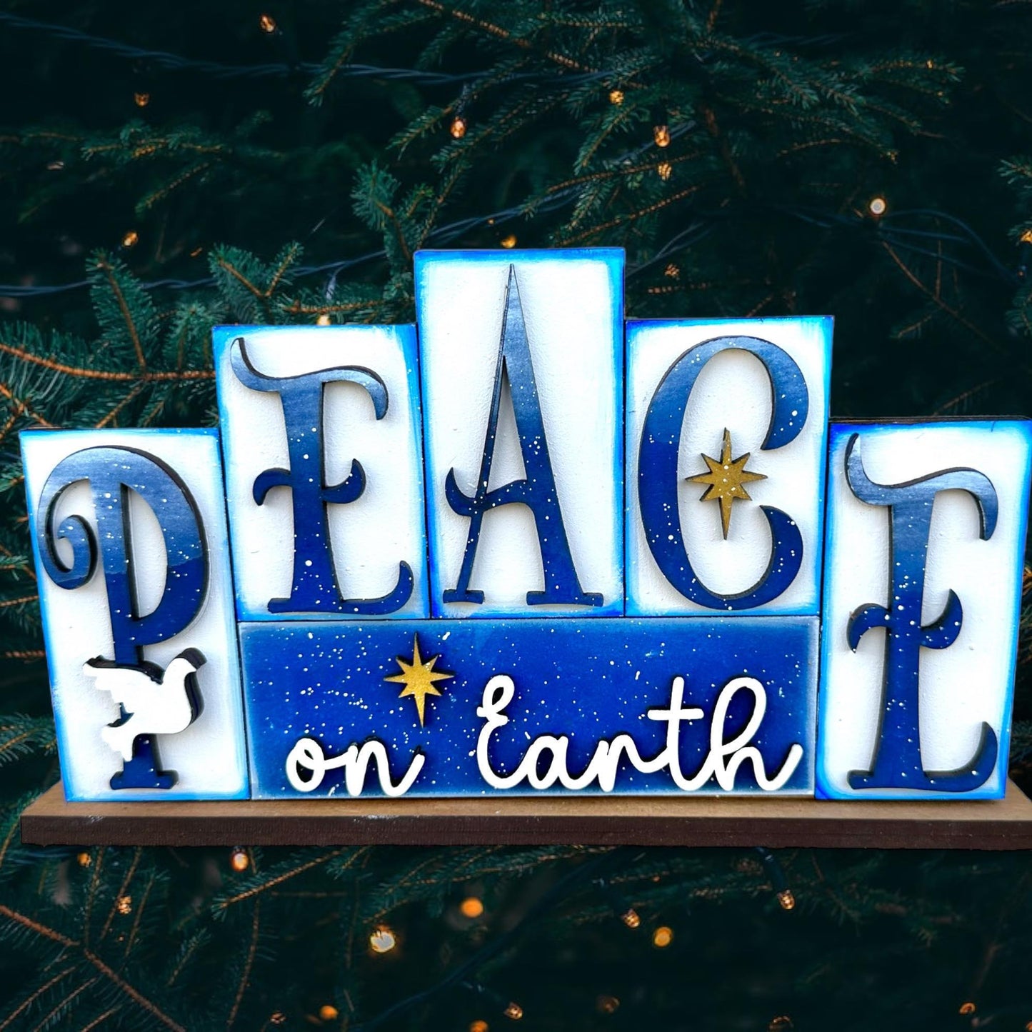 Peace on Earth Word Block Shelf Sitter , DIY Holiday Decor - RusticFarmhouseDecor