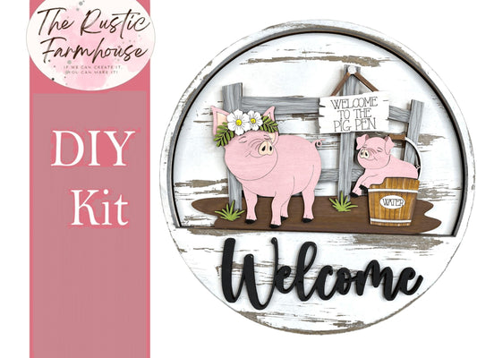 Pig Pen Insert for Welcome Sign Interchangeable Wood DIY Kit - RusticFarmhouseDecor