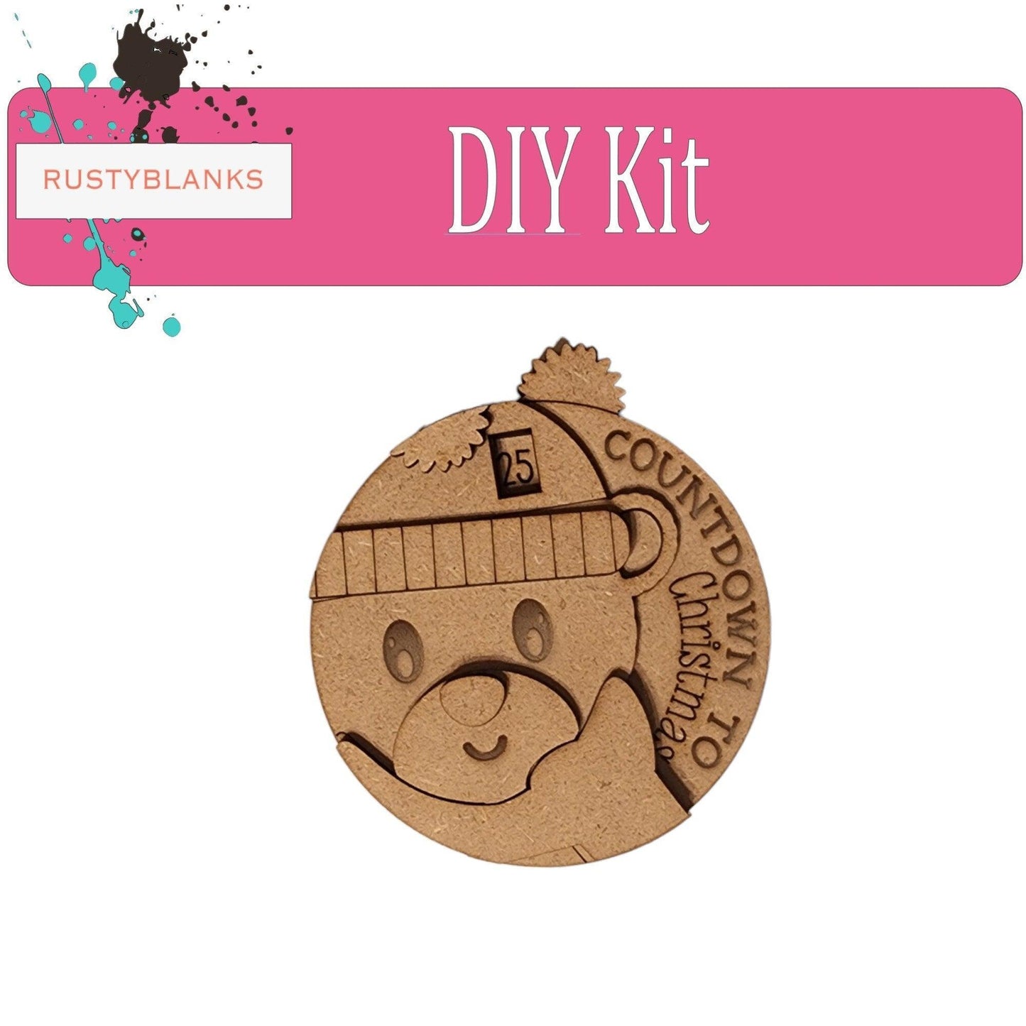 Polar Bear Countdown Christmas Ornament - Pom Pom Lever Sliding Turning - Holiday Decoration - RusticFarmhouseDecor