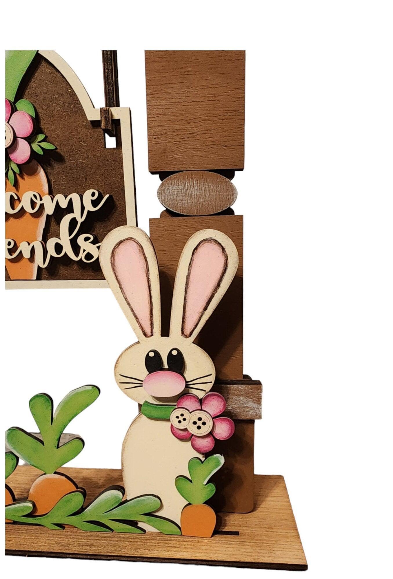 Premade Easter Bunny Add On Inserts for our Mini Interchangeable Post, Welcome Friends Sign - RusticFarmhouseDecor