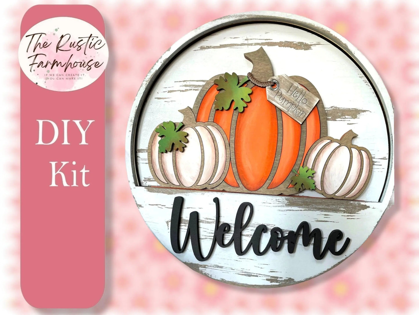 Pumpkin Insert for Welcome sign, DIY Door decor, 11 inch Door hanger, DIY Interchangeable door hanger insert , Welcome Door Hanger - RusticFarmhouseDecor