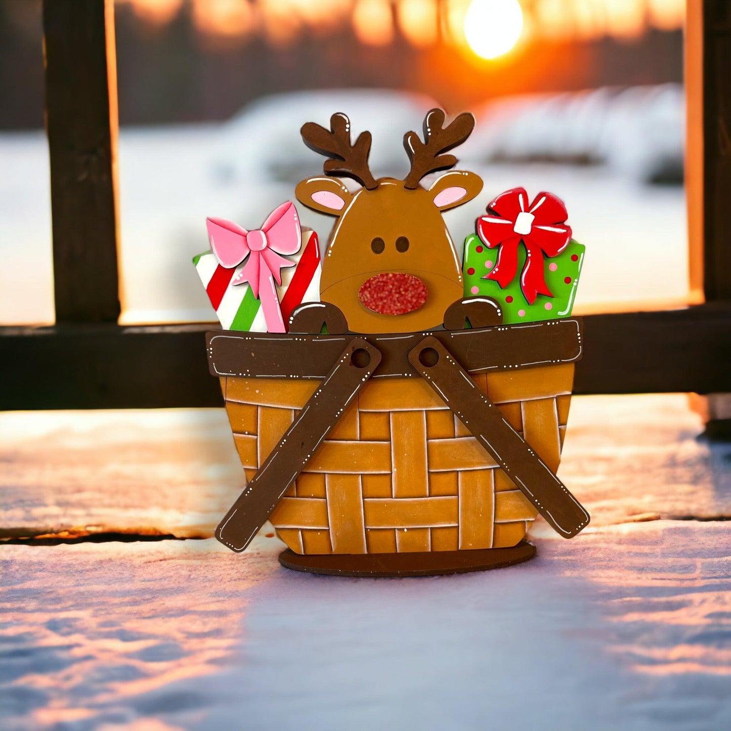 Reindeer for the Interchangeable Flower Basket Decor, Wood Blank for Painting, Inserts for Basket - RusticFarmhouseDecor
