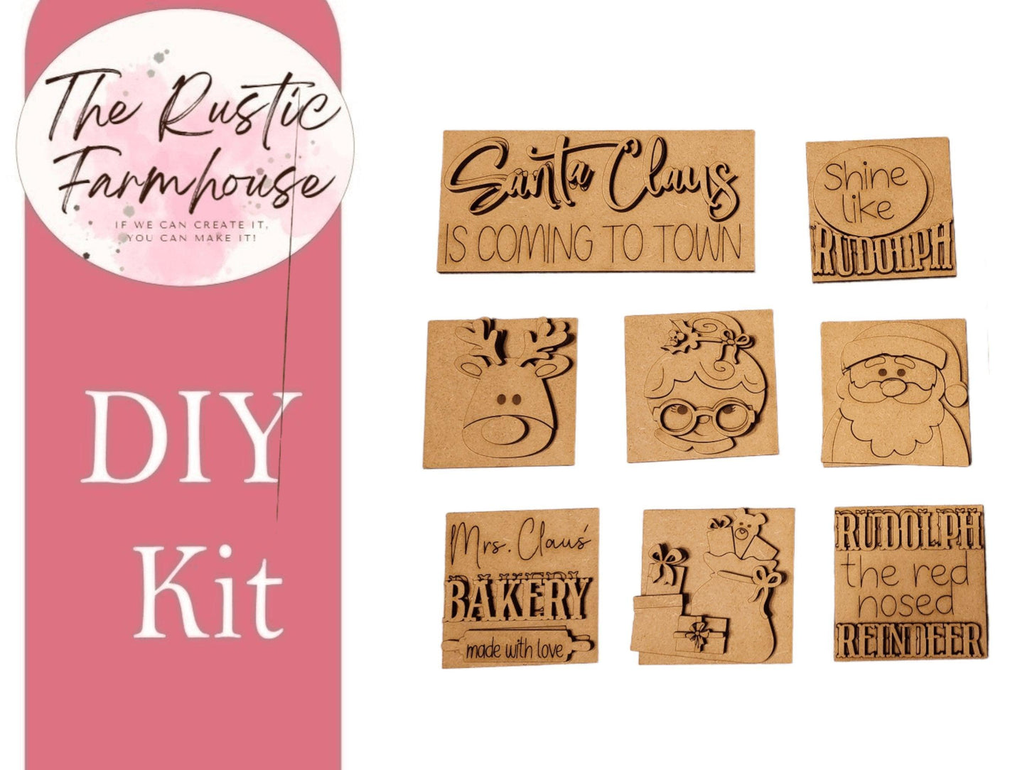 Santa Claus Mini Tiles Kit - RusticFarmhouseDecor