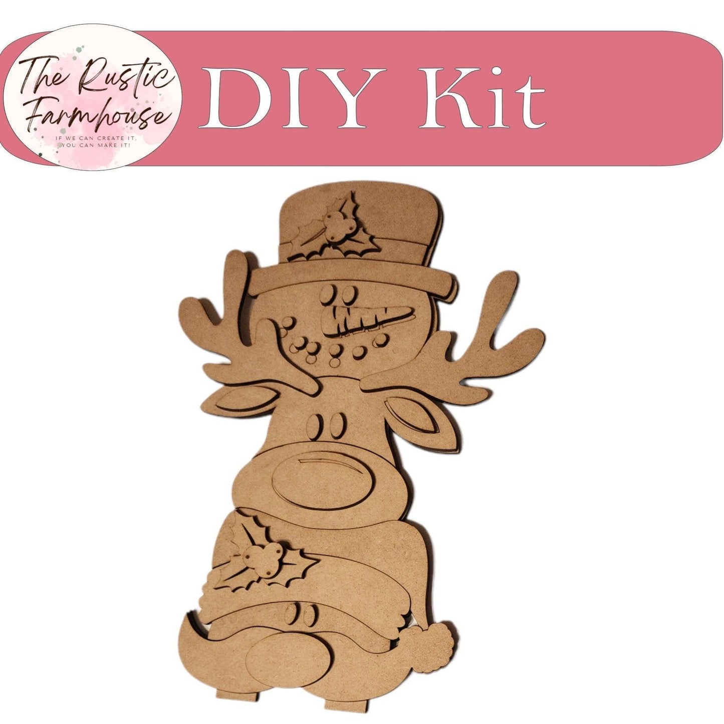 Santa, Rudolph and Snowman Christmas Sign Door Hanger - RusticFarmhouseDecor