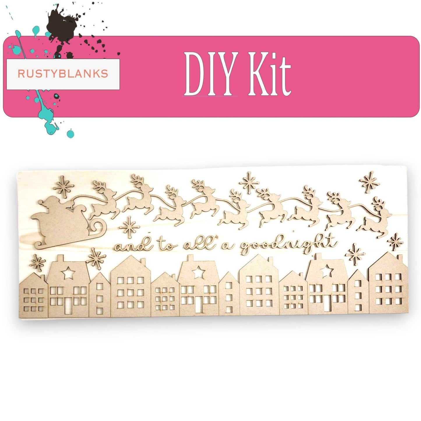 Santa Sleigh to All a Goodnight Christmas Mantle Sign, DIY Wood Blanks for Painting - RusticFarmhouseDecor