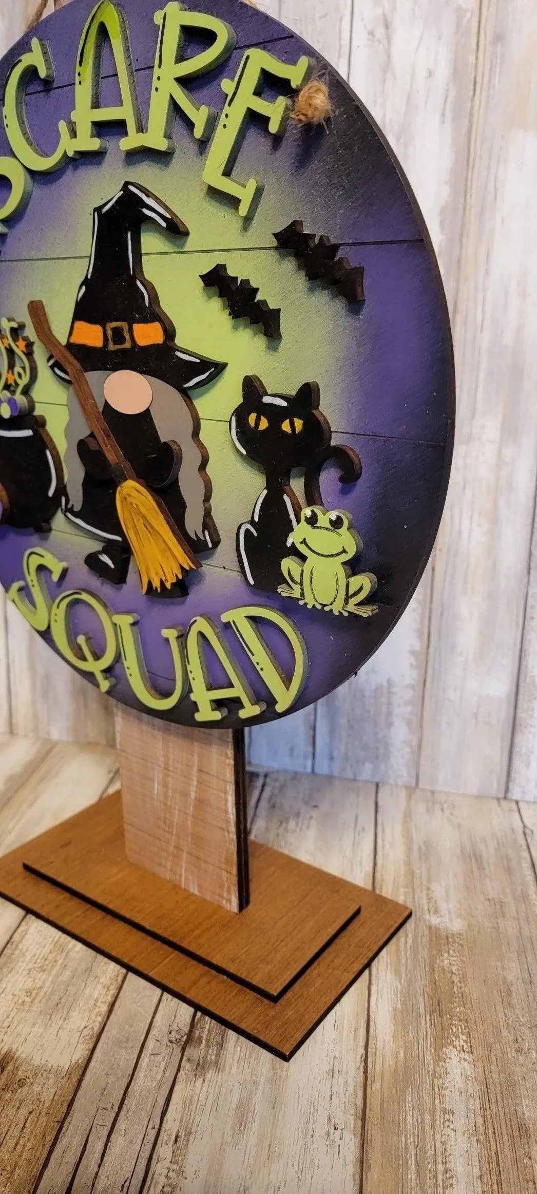 Scare Squard Halloween Door Hanger DIY , Halloween Scare squard gnome sign, Halloween DIY Gnome Sign, Witch Scare Sign - RusticFarmhouseDecor