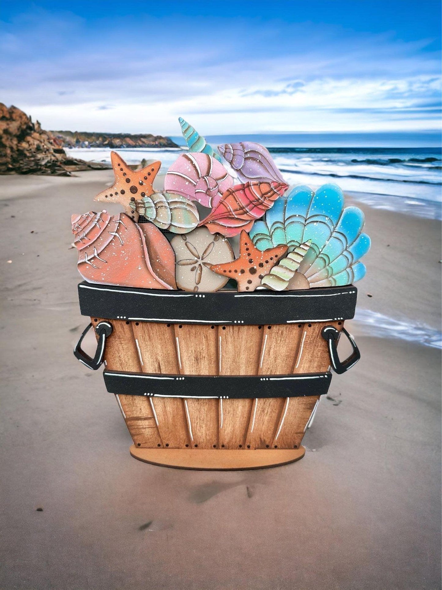 Sea Shells Insert for the Interchangeable Flower Basket - RusticFarmhouseDecor