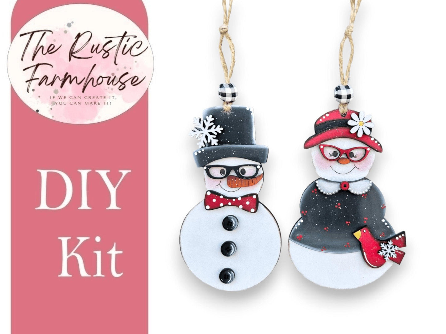 Snow Couple Ornaments - Set of Two - RusticFarmhouseDecor