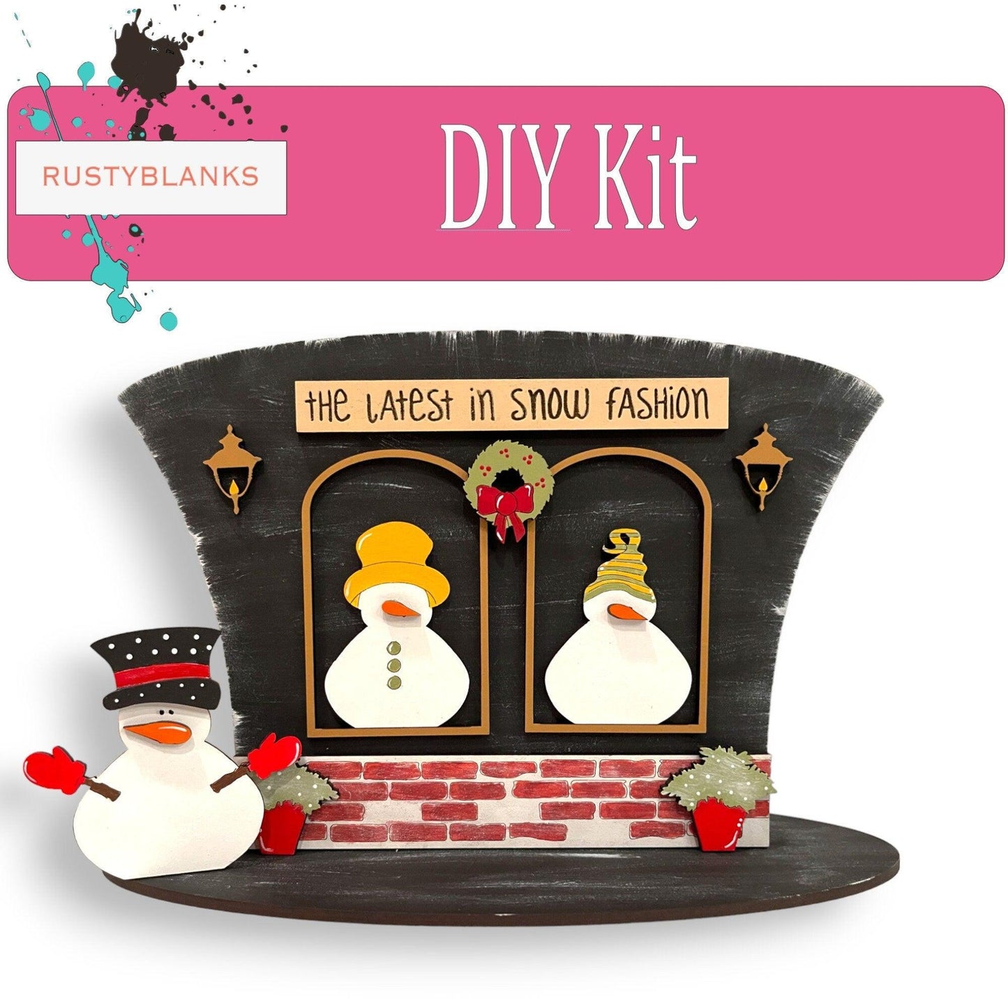 Snow Essentials Company Christmas Village DIY, Snowman Hat Decor - RusticFarmhouseDecor