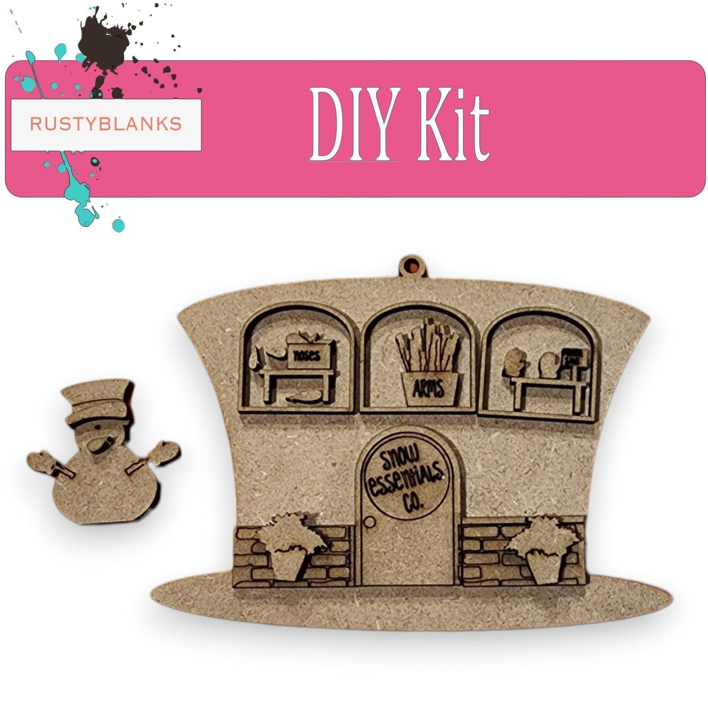 Snow Essentials Company Ornament Christmas Village DIY, Snowman Hat Decor - RusticFarmhouseDecor
