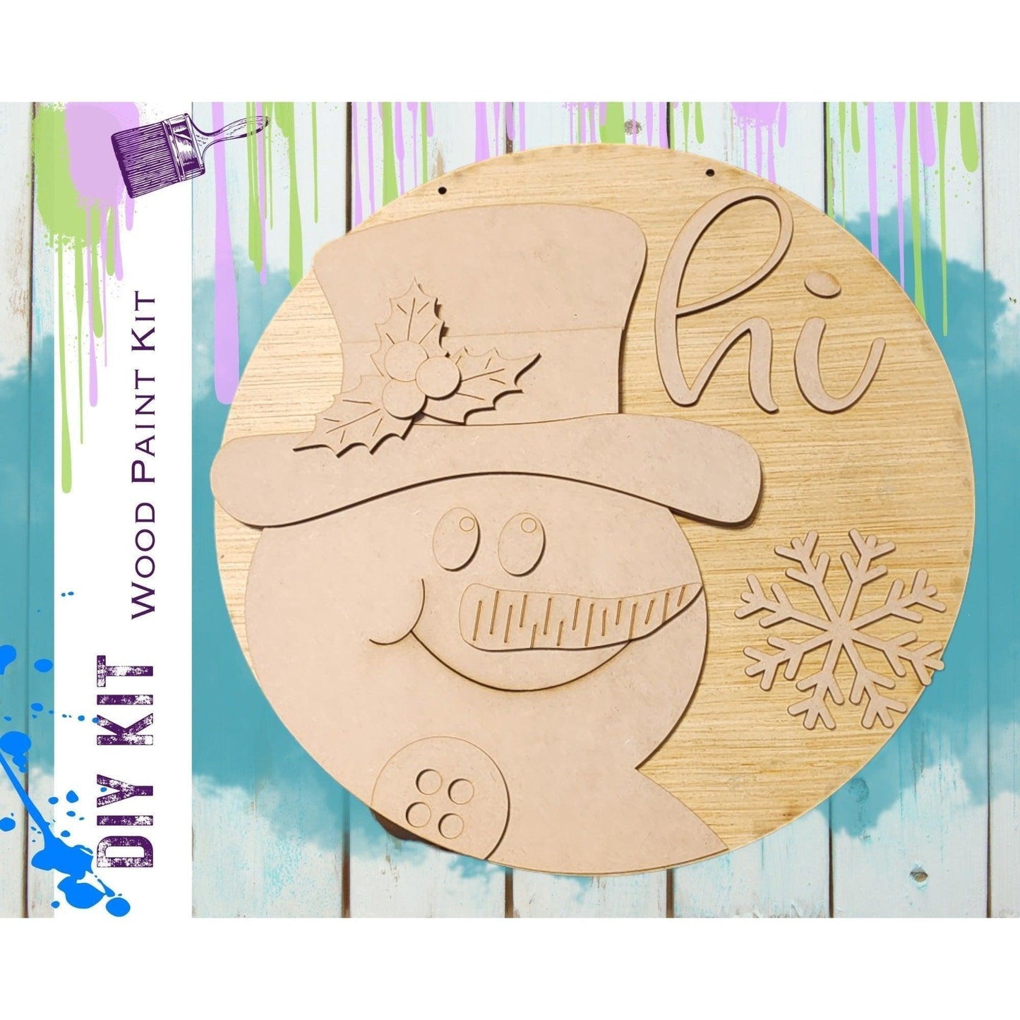 Snowman "Hi" Winter Door Hanger - RusticFarmhouseDecor
