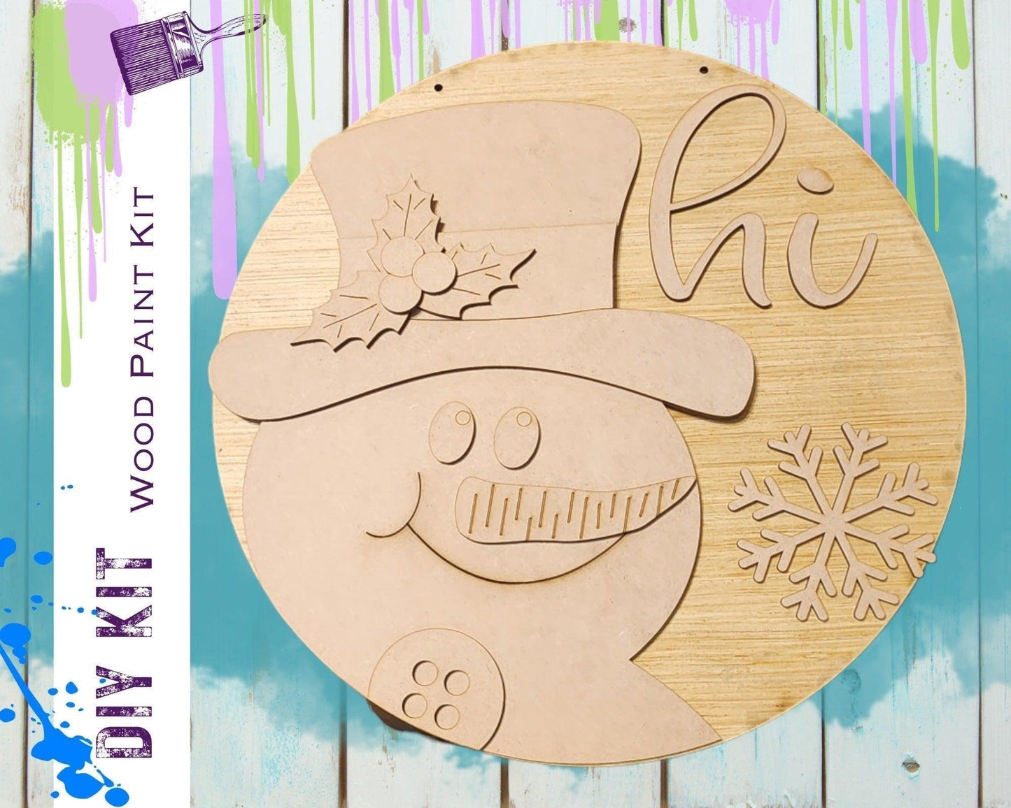 Snowman "Hi" Winter Door Hanger - RusticFarmhouseDecor