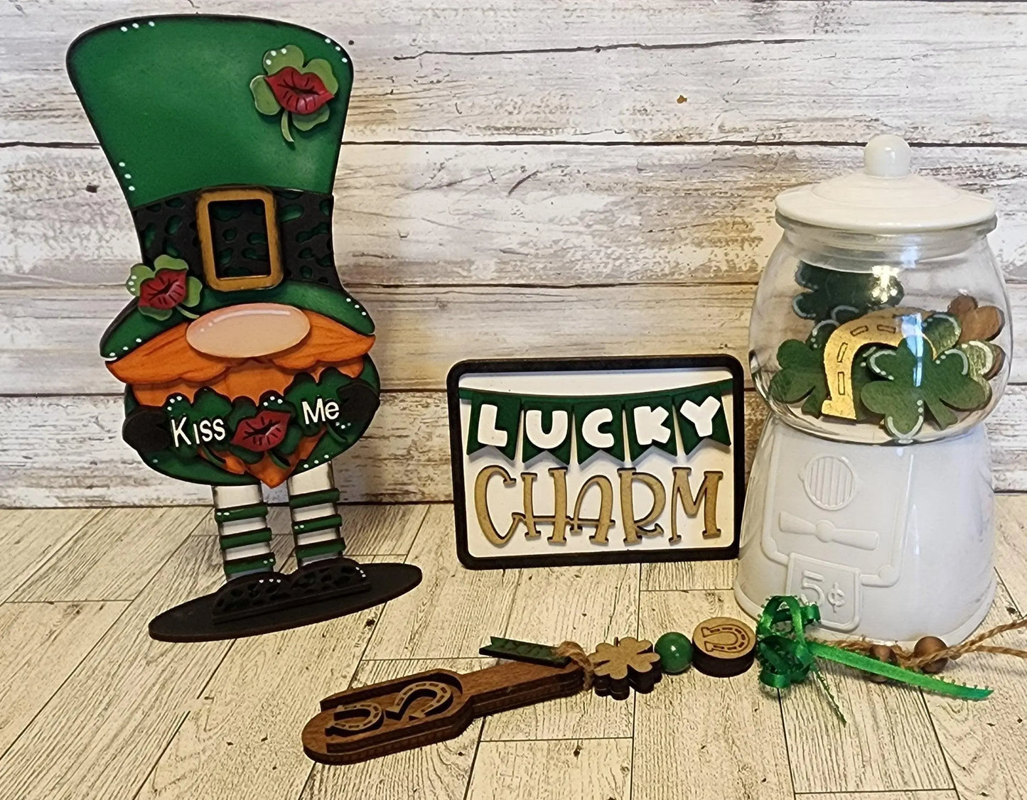 St. Pat's Standing Kiss Me Gnome DIY Shelf Sitter, St Pat's Home Decor DIY - RusticFarmhouseDecor