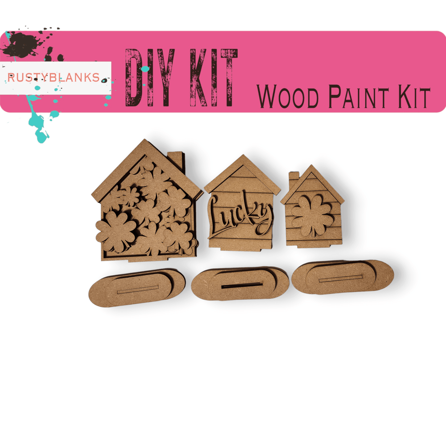 St Patrick's Day Standing Houses Shelf Sitter, Mantle Decor, IrishHome Decor - RusticFarmhouseDecor