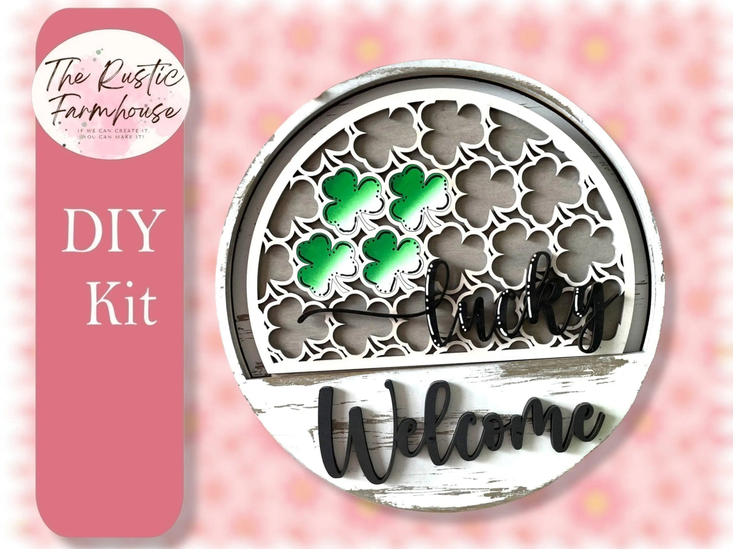 St. Patricks Day Lucky for Welcome sign, DIY Door decor, 11 inch Door hanger, DIY Interchangeable door hanger insert , Welcome Door Hanger - RusticFarmhouseDecor