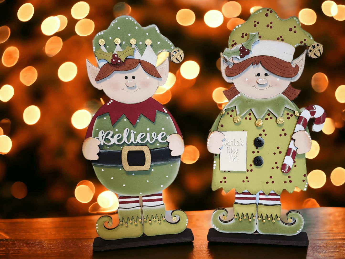 Standing Christmas Elf Shelf Sitter, DIY Christmas kit, Tiered Tray Decor, Mantle Decor, Christmas Decor - RusticFarmhouseDecor