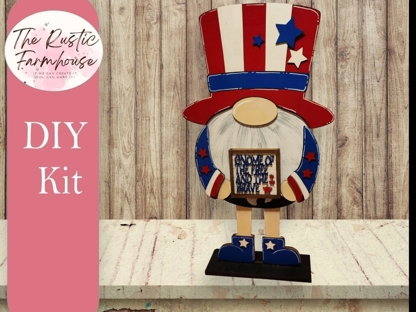 Standing Gnome Patriotic Add On - RusticFarmhouseDecor