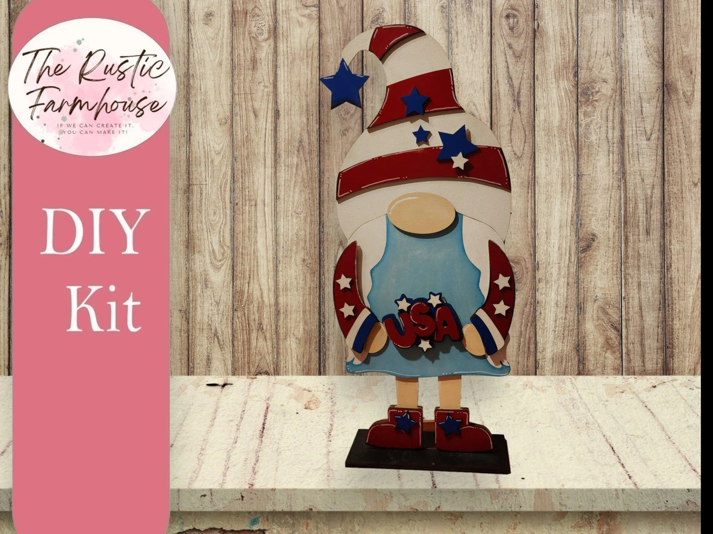 Standing Gnome Patriotic Add On - RusticFarmhouseDecor