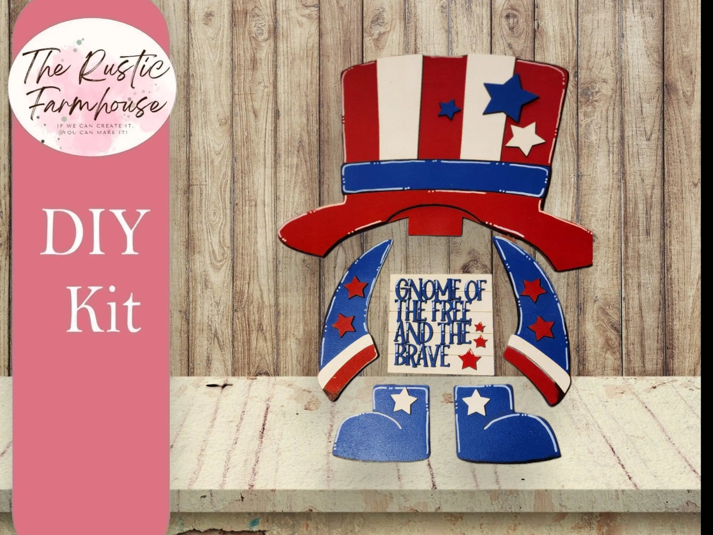 Standing Gnome Patriotic Add On - RusticFarmhouseDecor