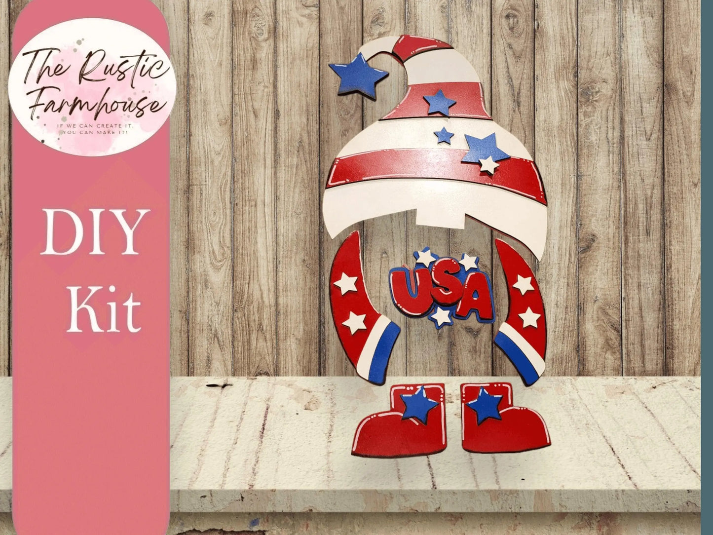 Standing Gnome Patriotic Add On - RusticFarmhouseDecor