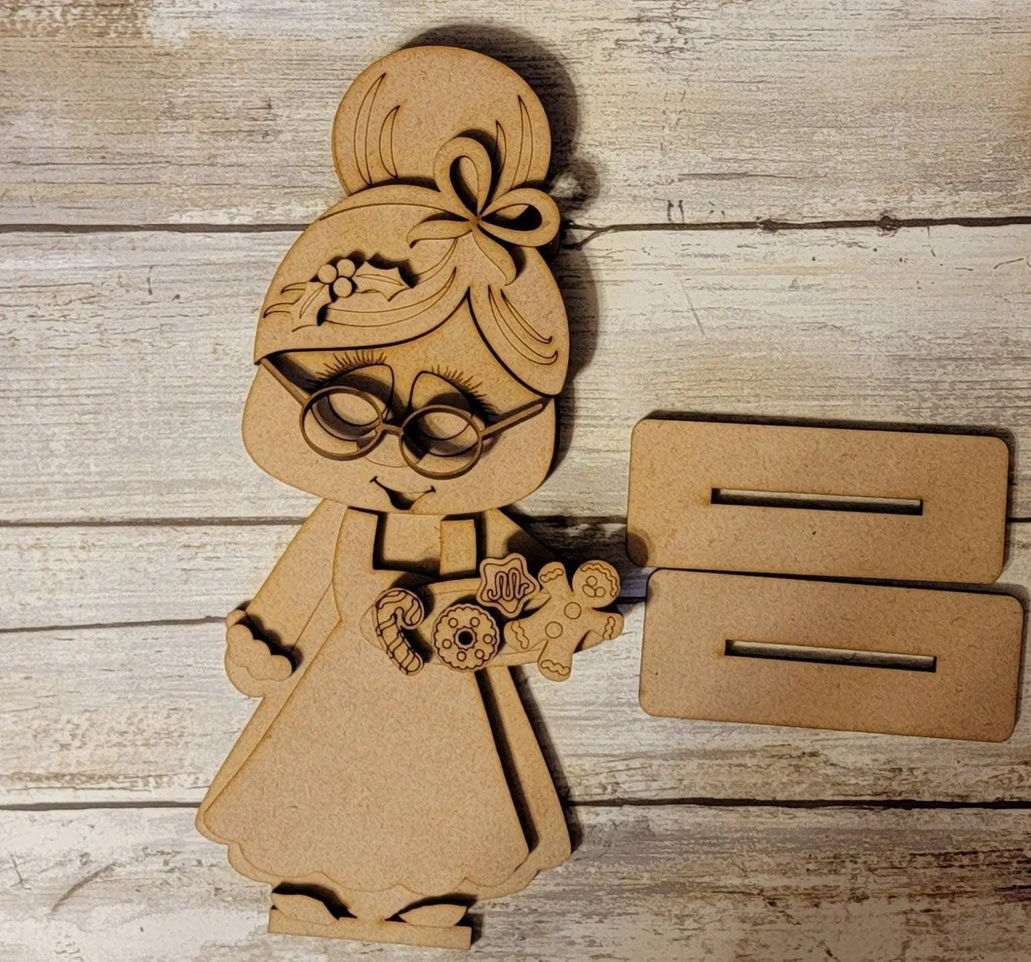 Standing Tiered Tray Mrs. Santa Claus Santa SVG Laser File Glowforge - RusticFarmhouseDecor