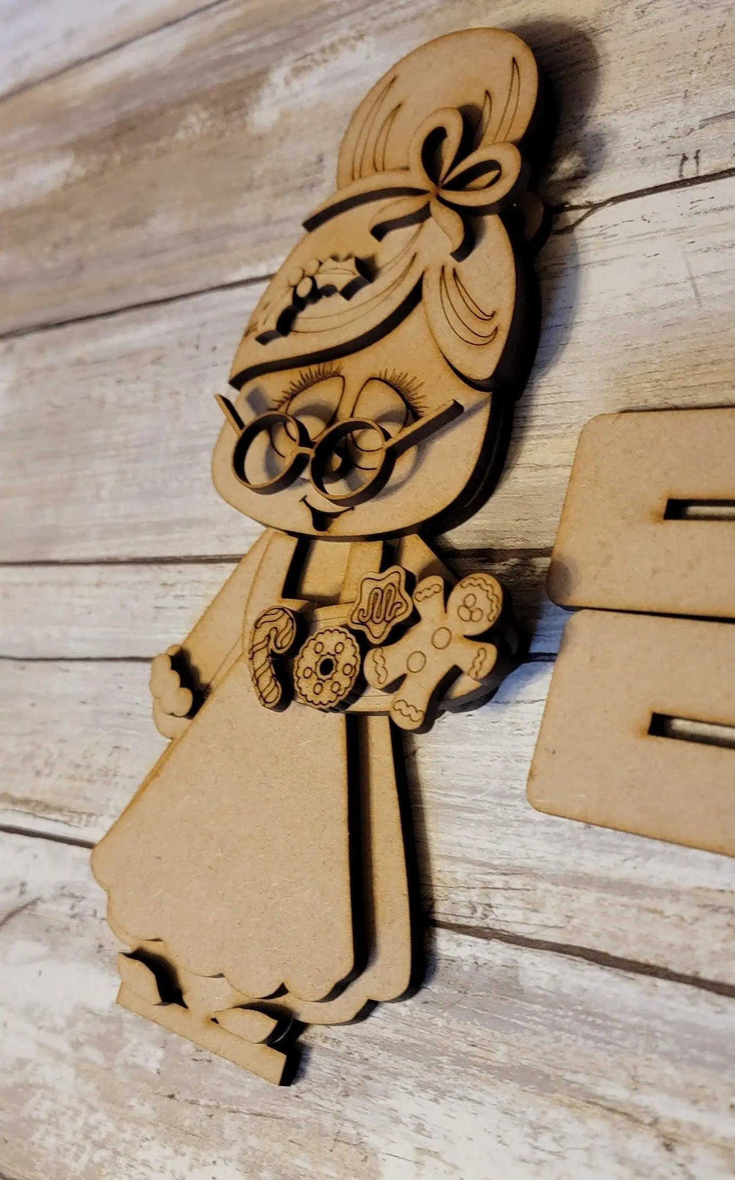 Standing Tiered Tray Mrs. Santa Claus Santa SVG Laser File Glowforge - RusticFarmhouseDecor