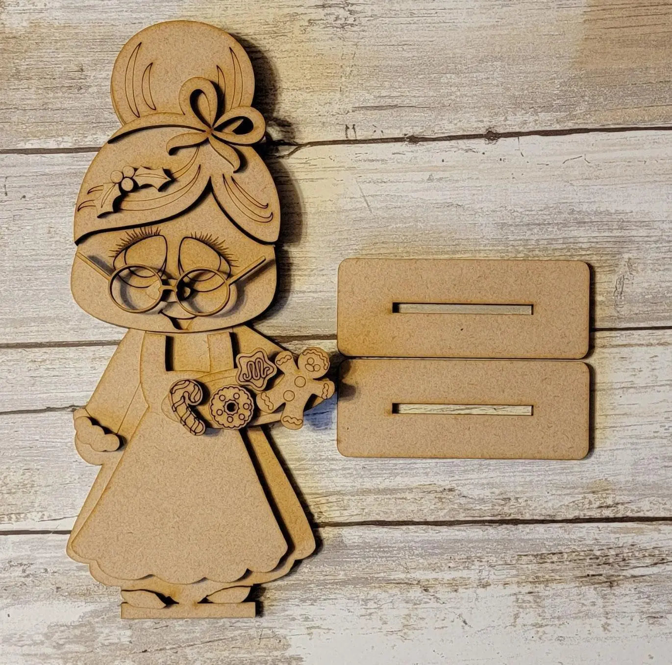 Standing Tiered Tray Mrs. Santa Claus Santa SVG Laser File Glowforge - RusticFarmhouseDecor