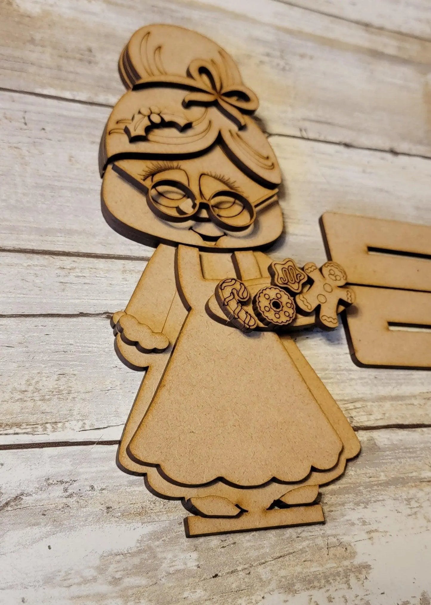 Standing Tiered Tray Mrs. Santa Claus Santa SVG Laser File Glowforge - RusticFarmhouseDecor